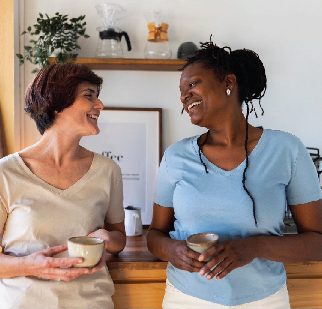 Caregiver and client enjoying a shared activity